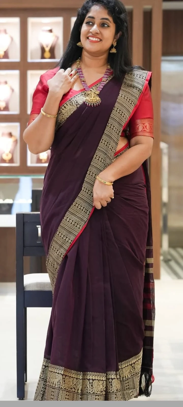Small Elephant Border Narayanpeth Preetika  Cotton Saree